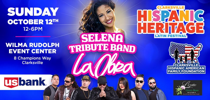 Flyer: Selena Tribute Band La Obra, Sunday October 12th, Wilma Rudolph Event Center, Clarksville