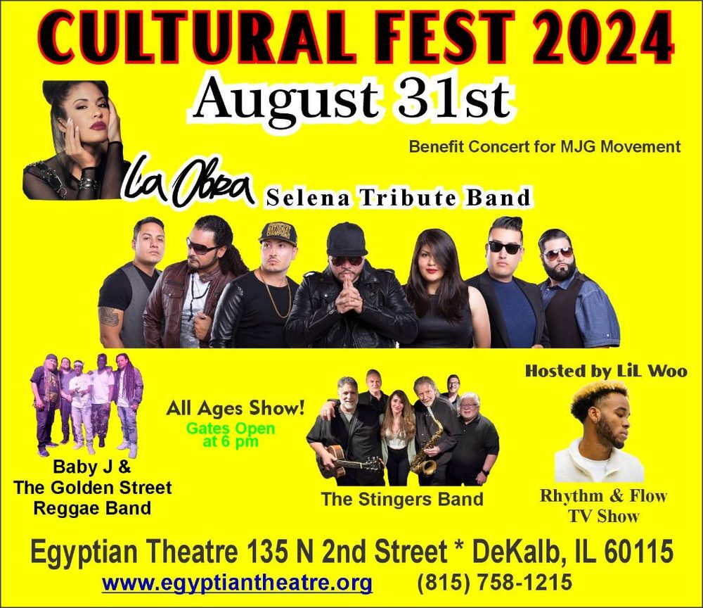 Cultural Fest flyer, Egyptian Theatre DeKalb, La Obra Selena Tribute Band
